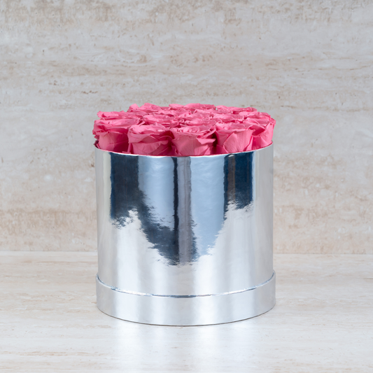 16 Roses In Chrome Box