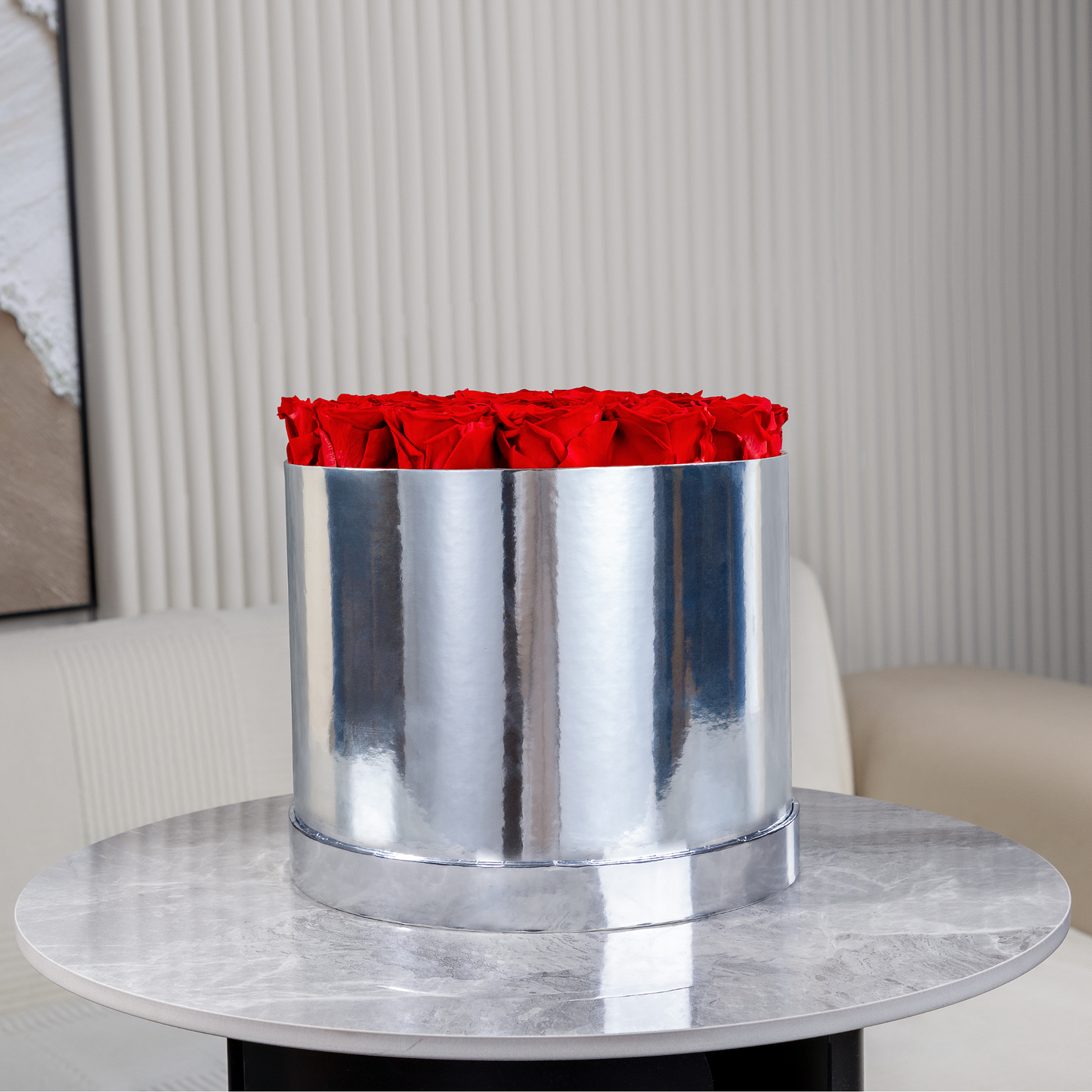 2-Dozen Roses In Chrome Box