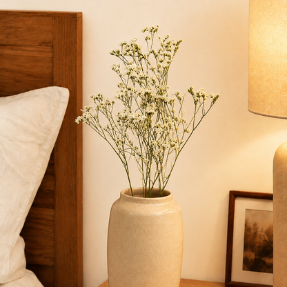 White preserved limonium styled in a vase